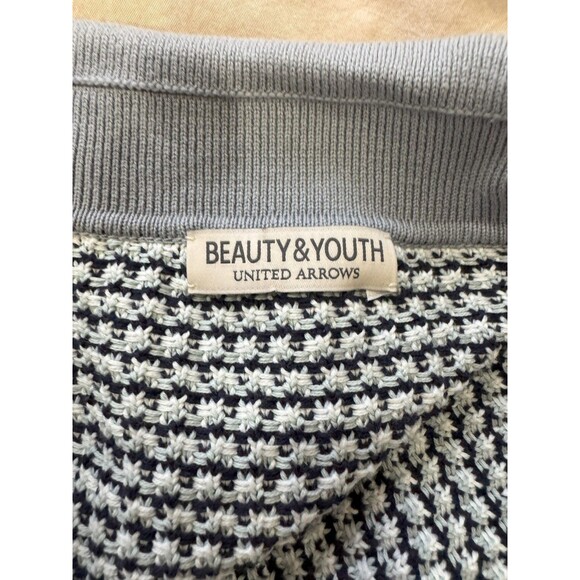 Beauty&Youth United Arrows Mens M Gray Textured Relaxed Jacquard Knit Polo - Picture 7 of 9